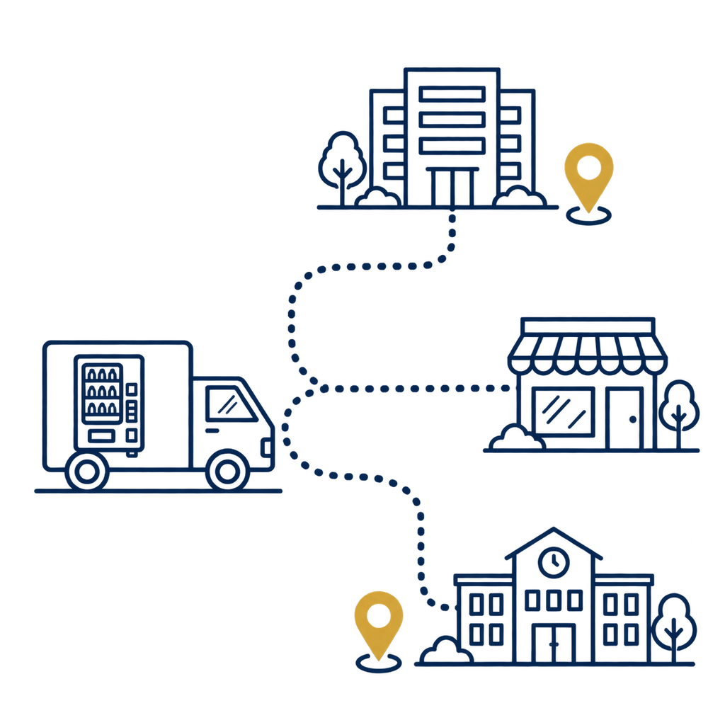 Vending route service across multiple locations